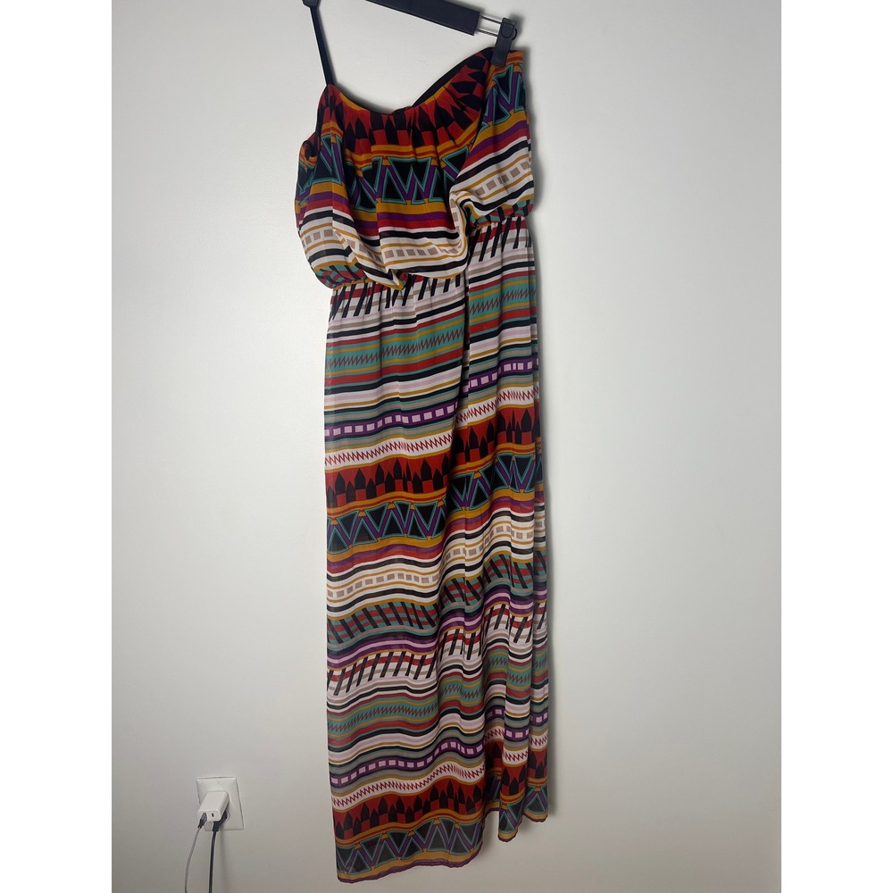City Triangles Maxi Dress Wm M Multicolor Geometric Tribal Print Boho Artsy Y2K